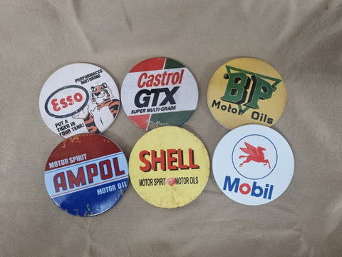 Assorted Motor Oil Round Coasters Set of 6