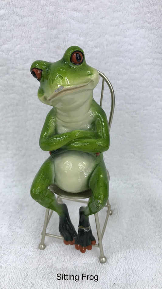 Quirky Frog on Seat Arms Crossed