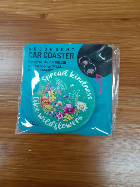 Lisa Pollock Car Coaster Spread Kindness like Wildflowers