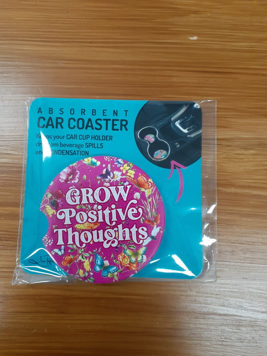 Lisa Pollock Car Coaster Grow Positive Thoughts