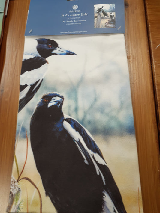 Tea Towel  A Country Life Magpies