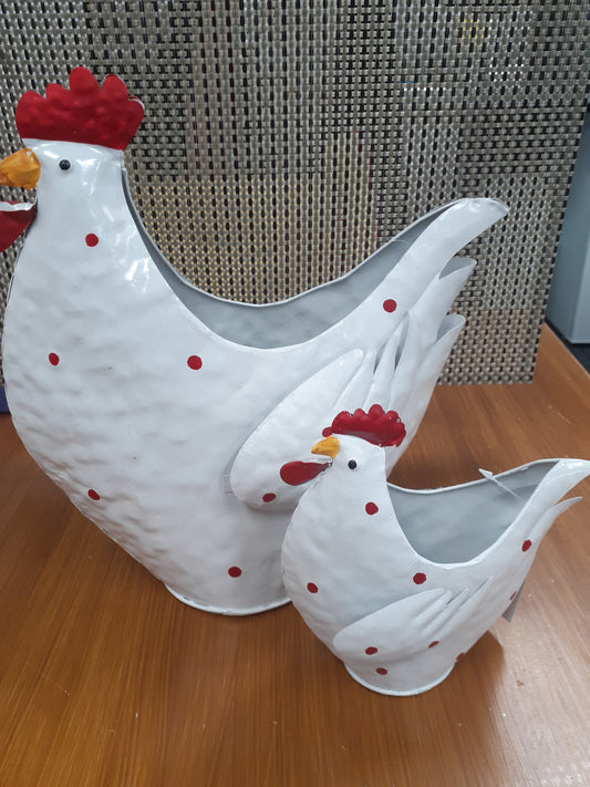 Chicken White Planter Set 2