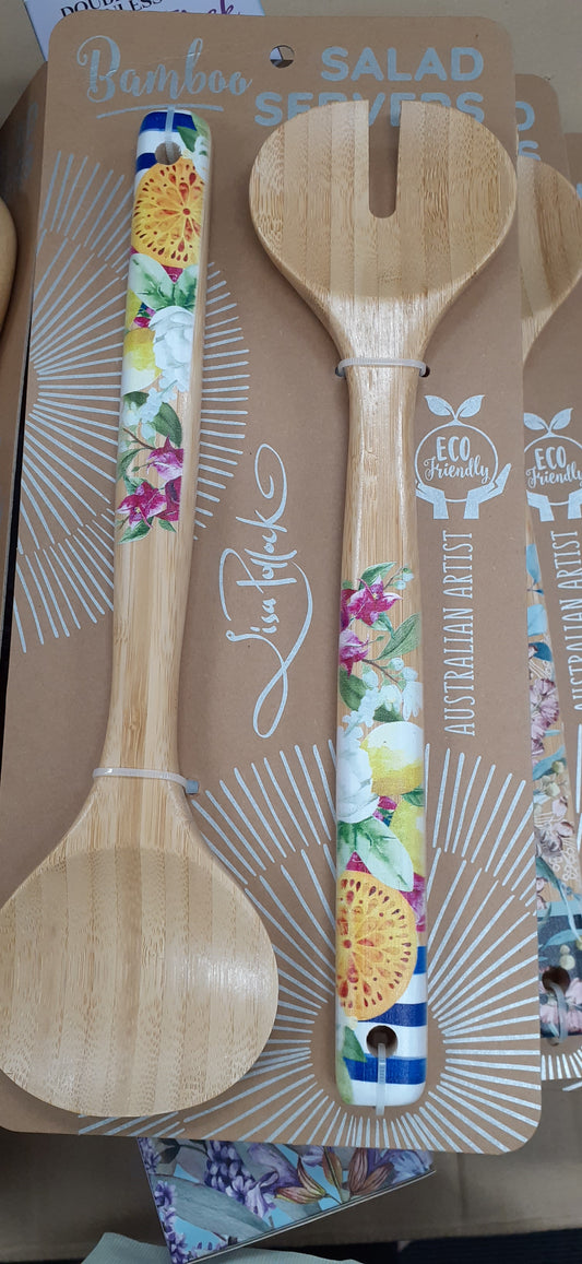 Lisa Pollock Bamboo Salad Servers Amalfi Coast