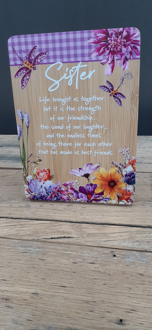 Affirmation Plaque Sister Dragonfly Fields