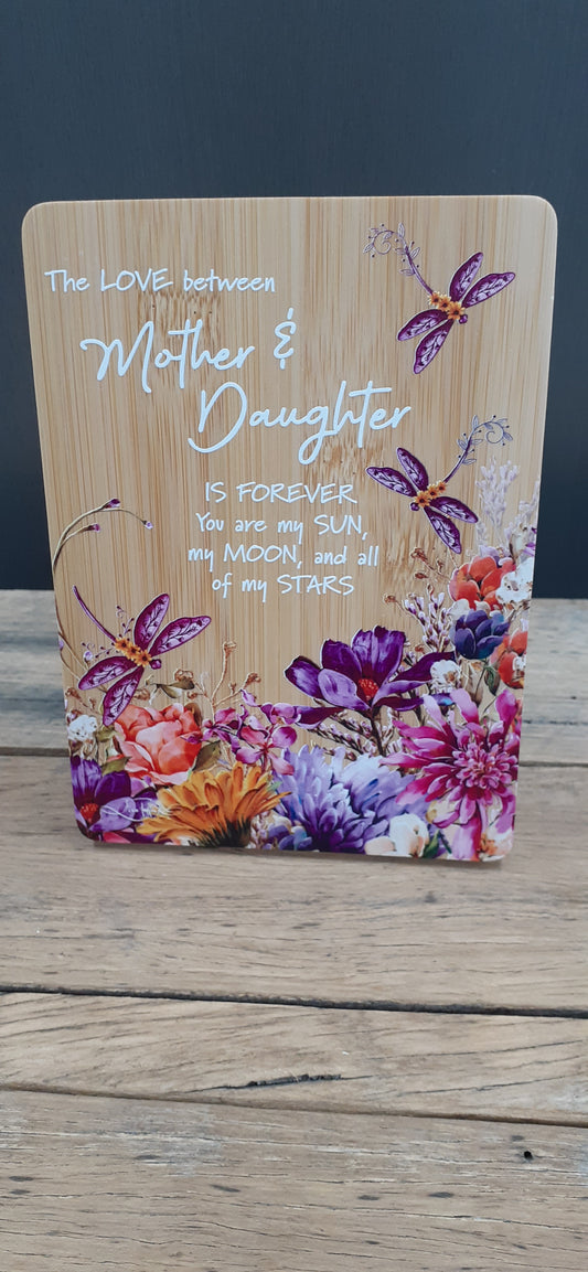 Affirmation Plaque Mother & Daughter Dragonflies Fields