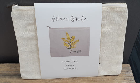 Cotton Zipper Pouch Golden Wattle