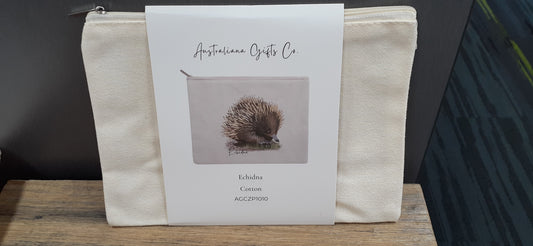 Cotton Zipped Pouch Echidna