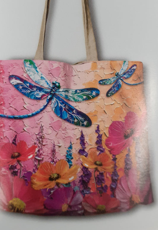 Reusable Shopping Bag Playful Dragonfly