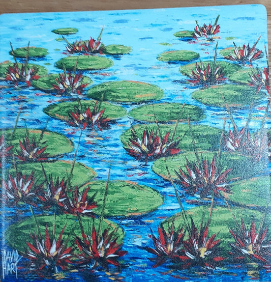 Coaster David Hart Water Lillies Red