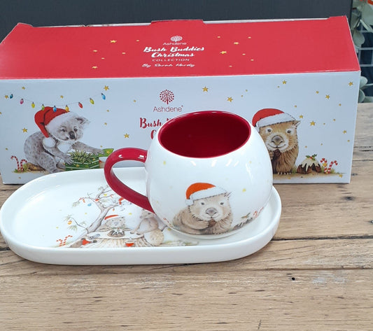 Bush Buddies Christmas Mug & Plate Set