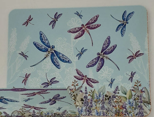 Lisa Pollock Placemat Lavender Dragonflies Set 6