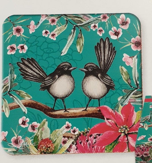 Lisa Pollock Coaster Set 6 Willy Wagtails