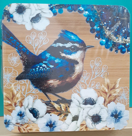 Lisa Pollock Coaster Set 4 Cheeky Wrens