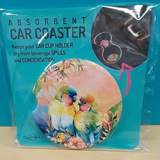 Lisa Pollock Car Coaster Sunset Lovebirds