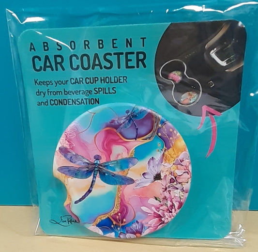 Lisa Pollock Car Coaster Delightful Dragonflies