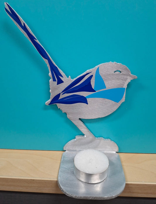 Blue Wren Candle Holder