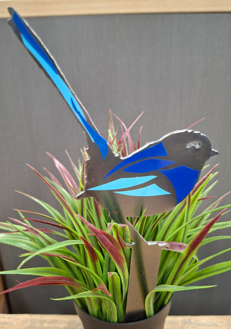 Blue Wren Male Coloured Sm Stake