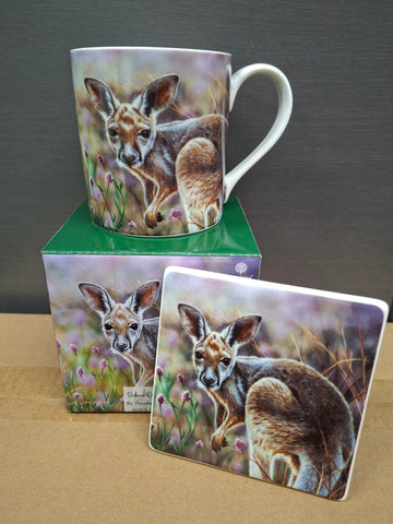 Babies of the Bush Kangaroo Joey Mug & Coaster