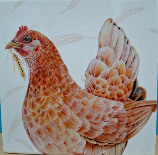 Coaster Single Farmyard Faces 2 Chicken Ceramic