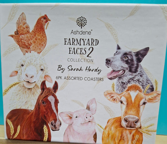 Coaster Farmyard Faces 2  Set of 6