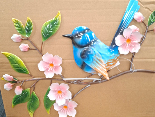 Painted Serene Blue Wren Wall Art