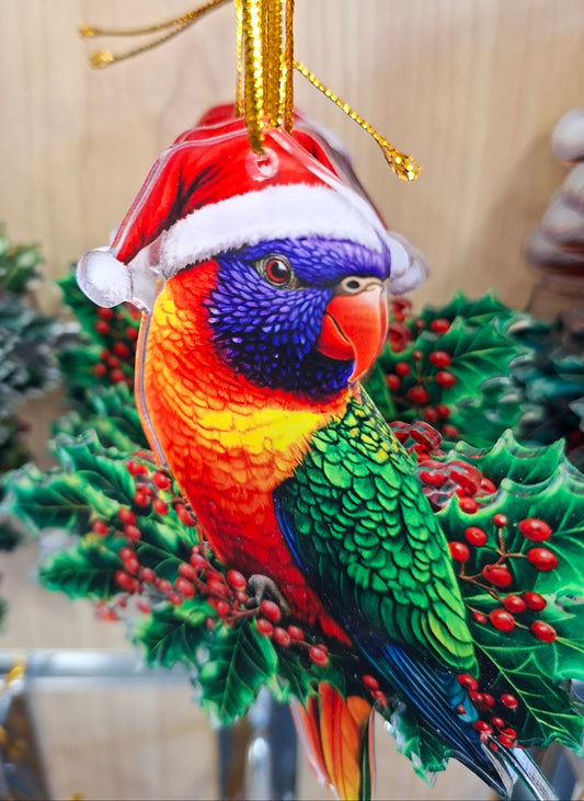 Acrylic Xmas Rainbow Lorikeet