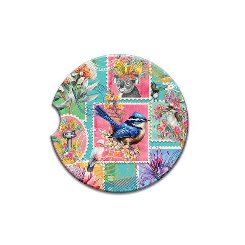 Car Coaster Pretty Postage (Teal)
