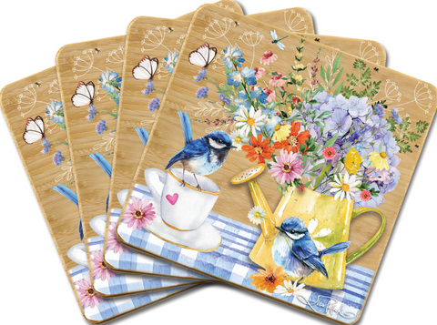 Lisa Pollock Coaster Set 4 Teatime Wrens
