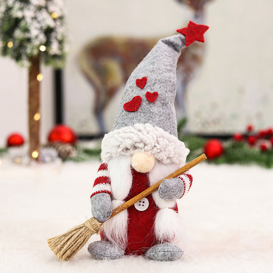 Christmas Gnome Elf - with a Broom Silver