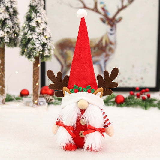 Christmas Gnome Elf with Antlers - Red