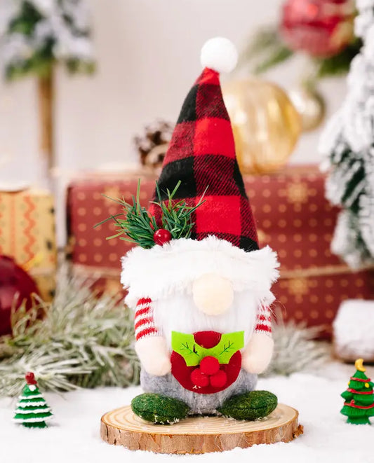 Christmas Gnome Elf with Tartan Hat