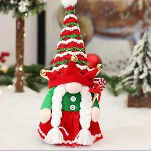 Christmas Gnome Elf Stripey Hat - Red