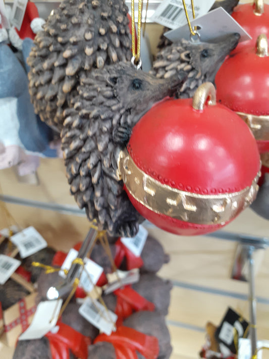 Xmas Echidna with Bauble Resin