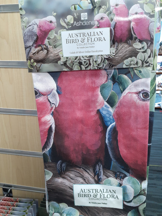 Tea Towel  Galah & Silver Eucalyptus Birds & Flora of Australia