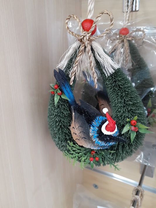 Blue Wren Xmas Door Hanger