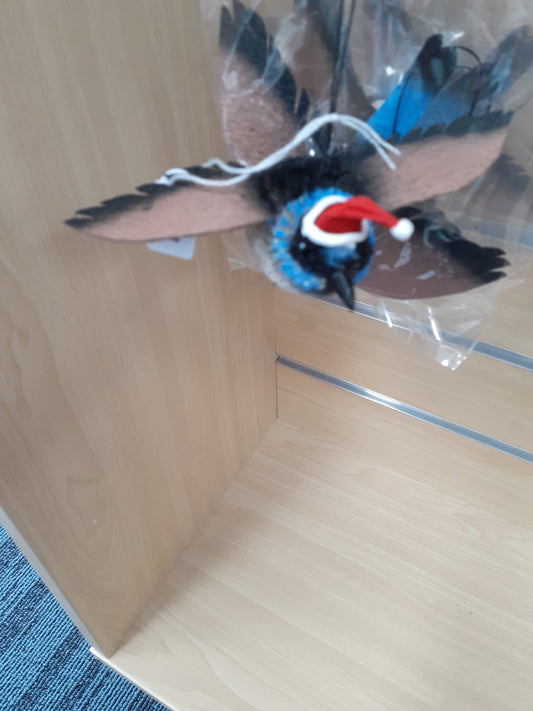 Blue Wren Xmas Ornament with Wings