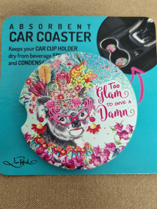 Lisa Pollock Car Coaster Too Glam Koala