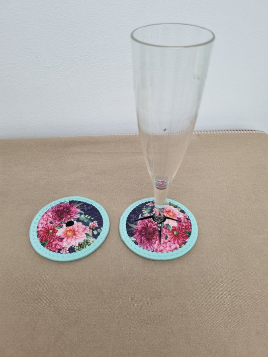 Lisa Pollock Wine Glass Coaster Chrysanthemum