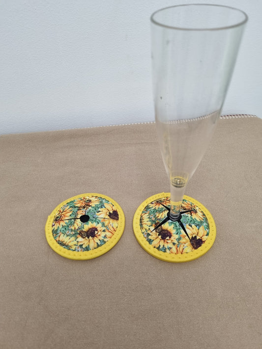 Lisa Pollock Fields of Gold Wine Glass Coaster