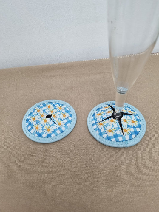 Lisa Pollock Wine Glass Coaster Daisy Chain