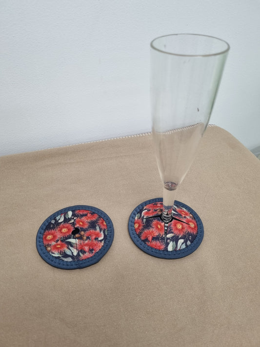 Lisa Pollock Gumnut Blossoms Wine Glass Coaster