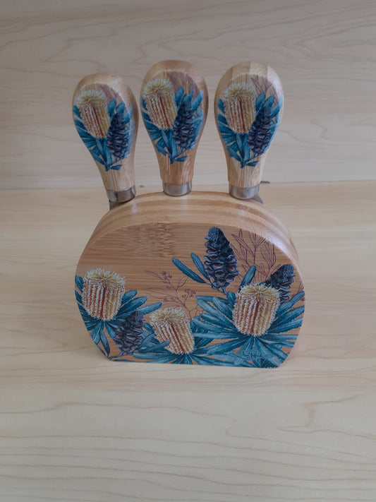 Lisa Pollock Cheese Knife Block Golden Banksia