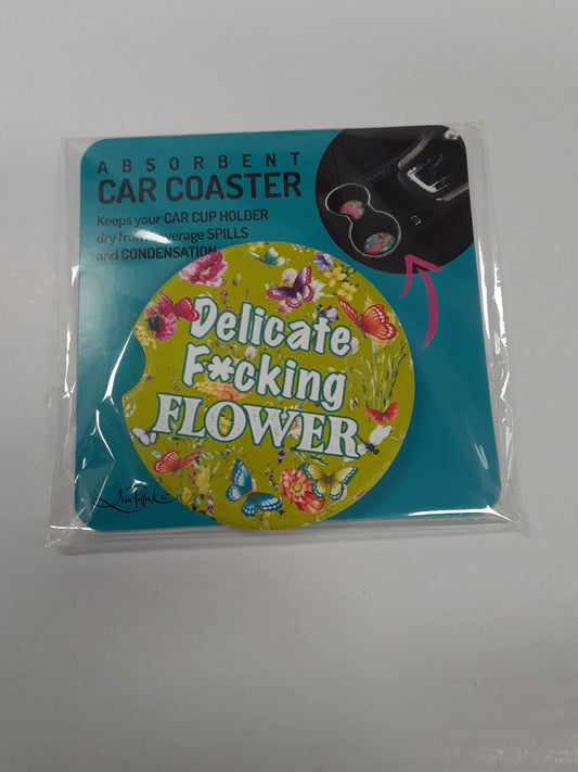 Lisa Pollock Car Coaster Delicate Flower