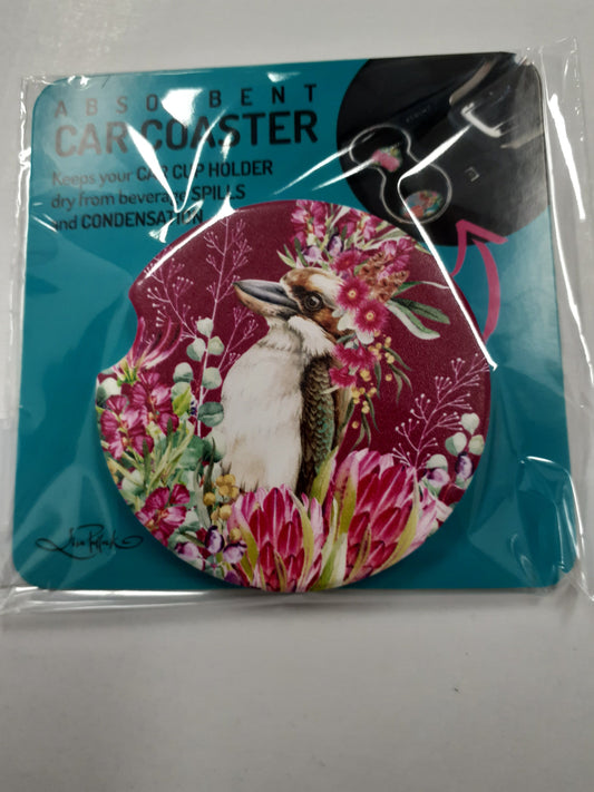 Lisa Pollock Car Coaster Blush Kookaburra