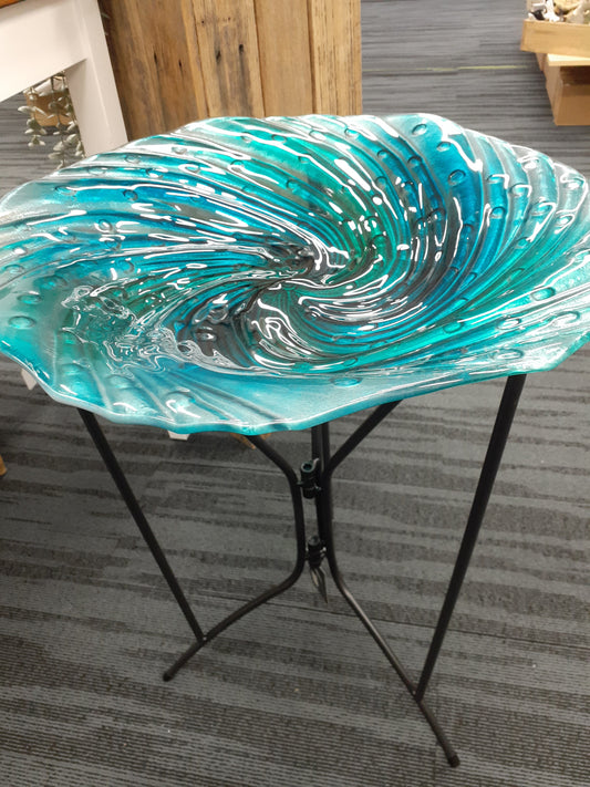 Bird Bath Aqua Glass