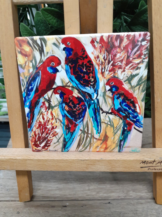 Crimson Rosella Single Coaster