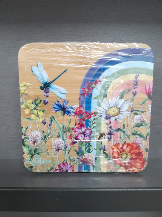 Lisa Pollock Coaster Set Wildflower Rainbow