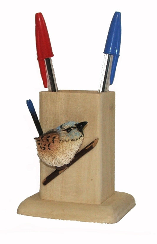 Blue Wren Pencil Pot